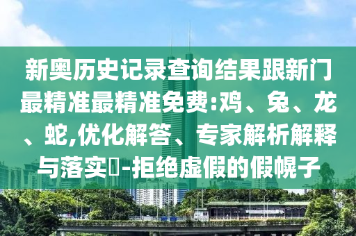 新奧歷史記錄查詢結果跟新門最精準最精準免費:雞、兔、龍、蛇,優化解答、專家解析解釋與落實?-拒絕虛假的假幌子